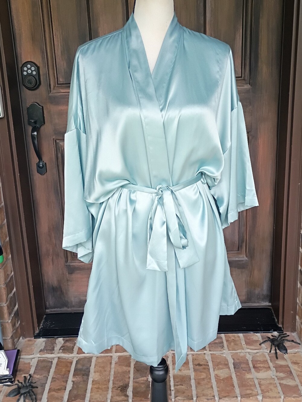 Victoria's Secret Pale Blue Silky Satin Short Lingerie Robe